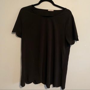 Black Blouse with Scalloped Hem